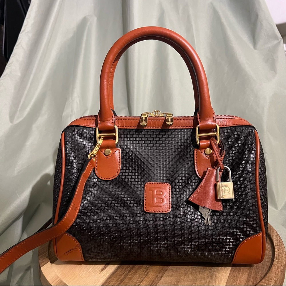 BALLY SMALL BOWLER BAG BROWN MONOGRAM CANVAS